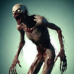 A high-quality digital art image depicting a zombie whose body is controlled by a parasite