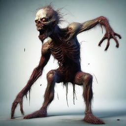 A high-quality digital art image depicting a zombie whose body is controlled by a parasite