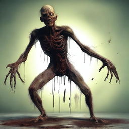 A high-quality digital art image depicting a zombie whose body is controlled by a parasite