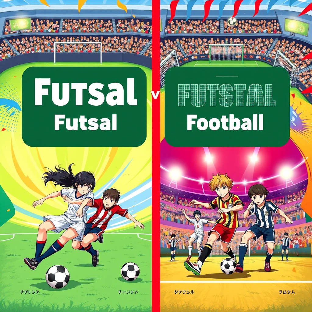 An editable cover design for a physical education project featuring the themes of futsal and football, designed in an anime style