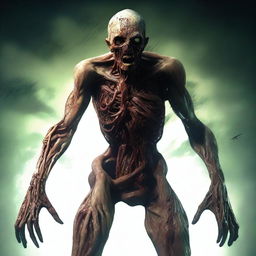 A striking digital art image portraying a zombie controlled by a parasite, reminiscent of the Plagas from the Resident Evil series