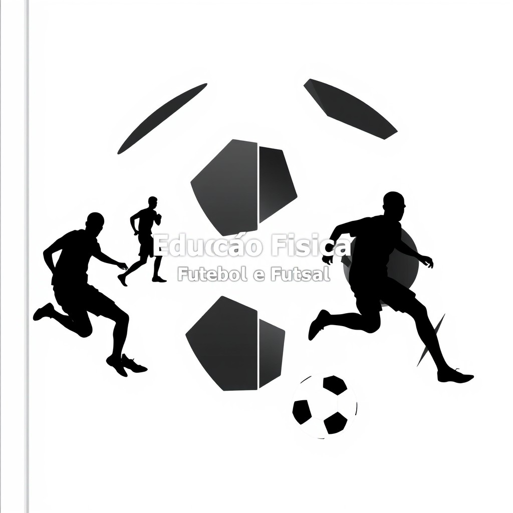 A minimalist monochromatic design for a physical education work cover focused on football and futsal
