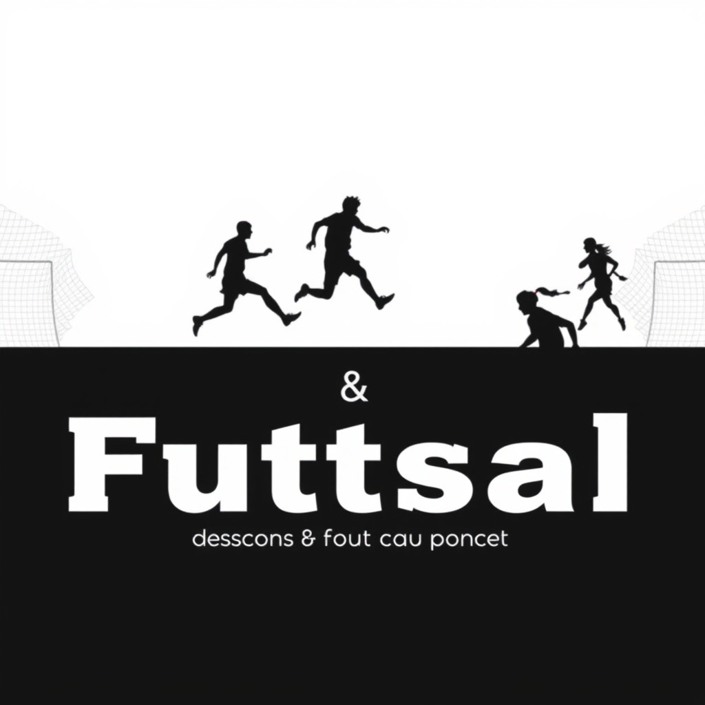 A minimalist monochrome cover design for a physical education project focused on football and futsal