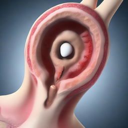 An anatomically accurate, high-quality digital art image of a peritonsillar abscess