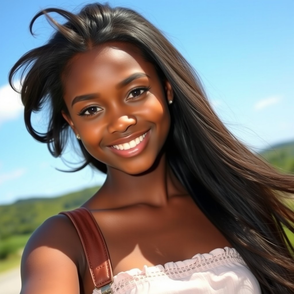 A stunning dark-skinned girl, radiating beauty and confidence