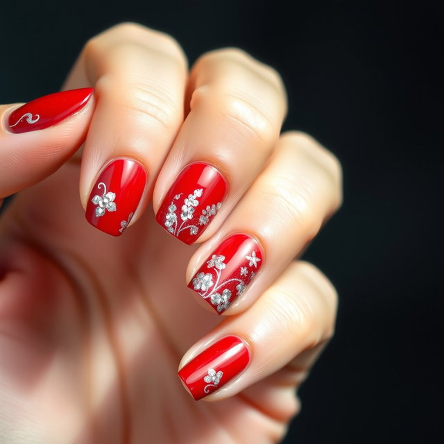 A stunning close-up shot of a beautifully manicured hand showcasing perfectly polished nails