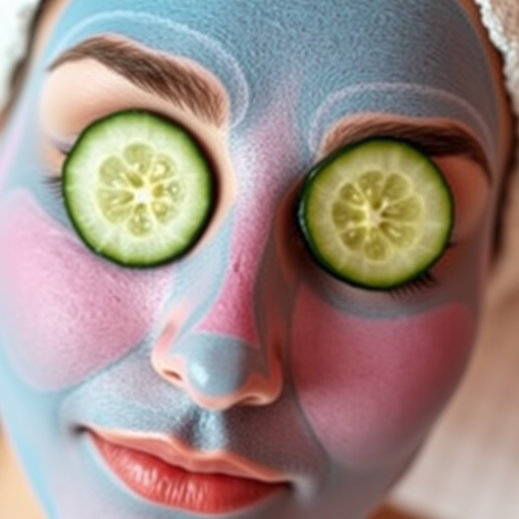 An artistic close-up eye shot of a person's face during a facial treatment