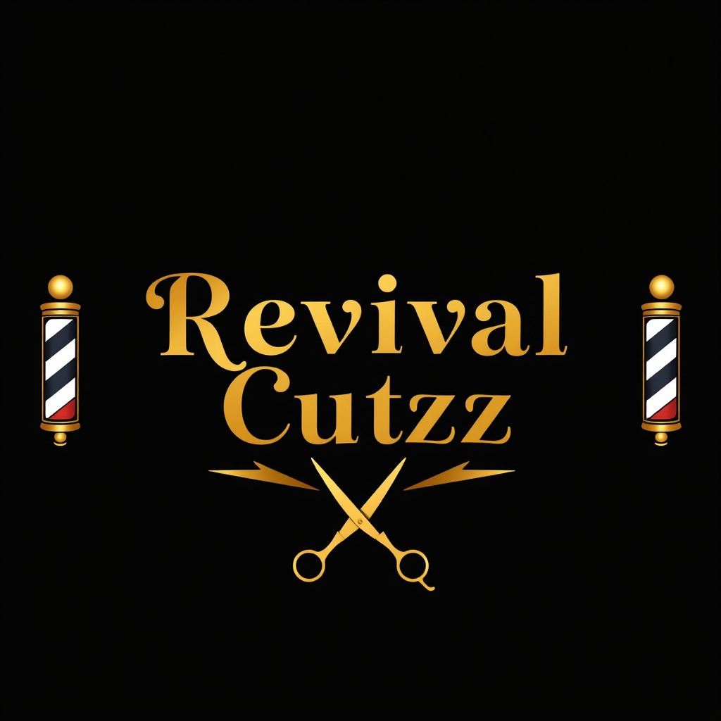 An elegant Instagram profile picture design featuring the text 'Revival Cutzz' prominently in a stylish gold font