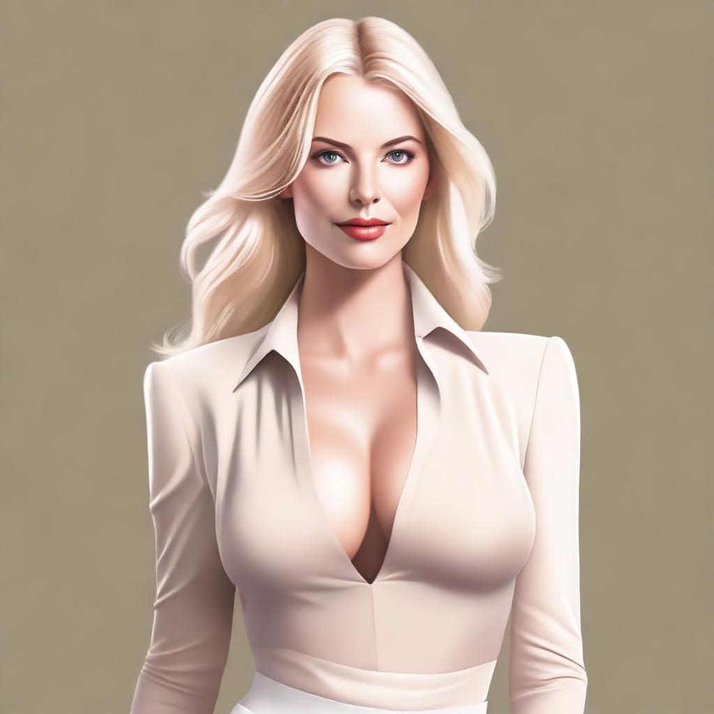 A high-quality digital art piece featuring an attractive, mature blonde woman