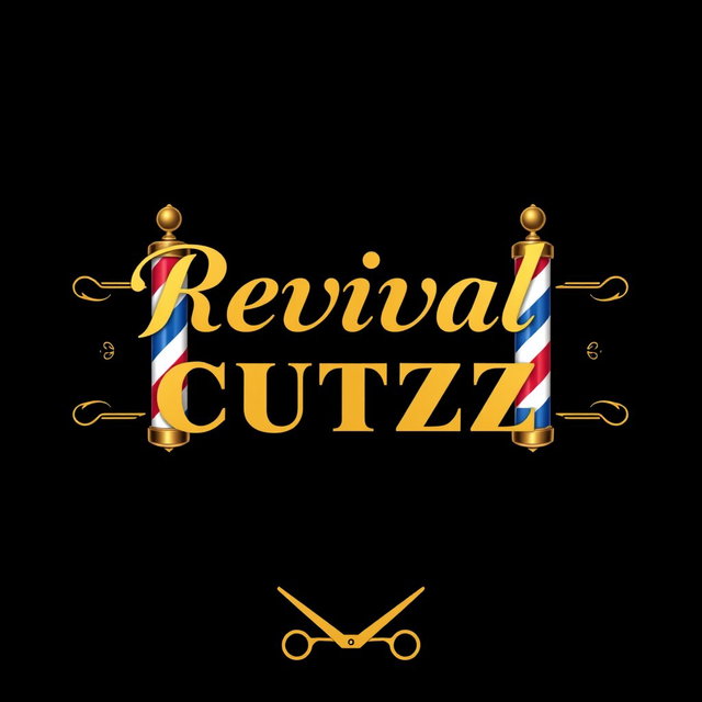 An elegant Instagram profile picture design featuring the text 'Revival Cutzz' prominently in a stylish gold font