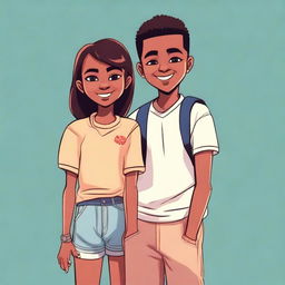 A high-quality digital art piece featuring a brother and sister, both looking stylish and confident