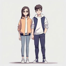 A high-quality digital art piece showcasing a brother and his stylish sister