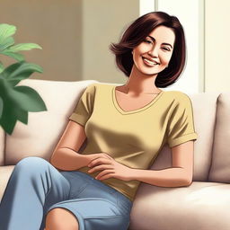 A high-quality digital art piece featuring a mother dressed in a comfortable outfit