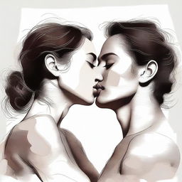 A high-quality digital art piece portraying a couple in a passionate embrace, their faces close and on the verge of a kiss