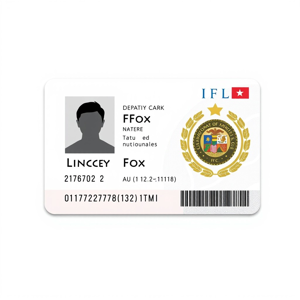 A realistic design of a Chilean identity card featuring the name 'Lincey Fox