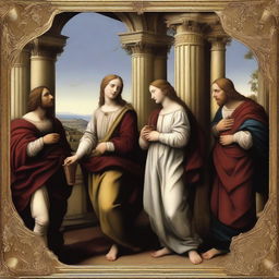 A digital art image, inspired by the Renaissance master Raphael, featuring a detailed and intricate scene