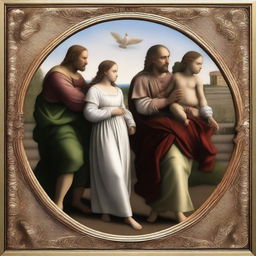 A digital art image, inspired by the Renaissance master Raphael, featuring a detailed and intricate scene