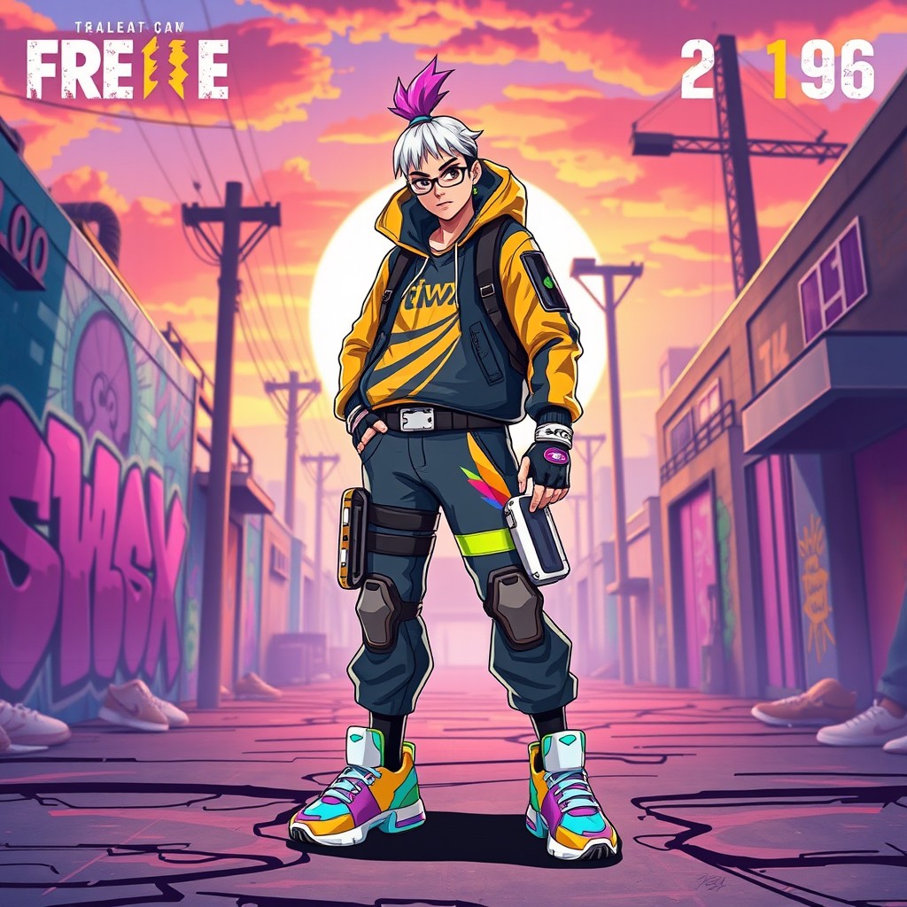 A character inspired by the game Free Fire, featuring a unique outfit different from the original