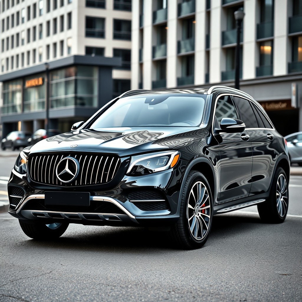 A stunning Mercedes-Maybach GLC 600 parked in an urban environment, showcasing its luxurious design and sleek curves