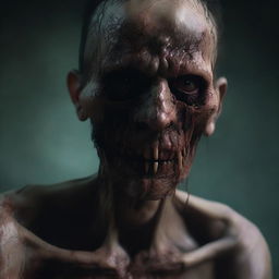 A high-quality digital art image depicting a man with rotting skin