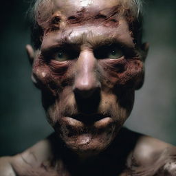 This is a high-quality digital art image of a man with rotting skin