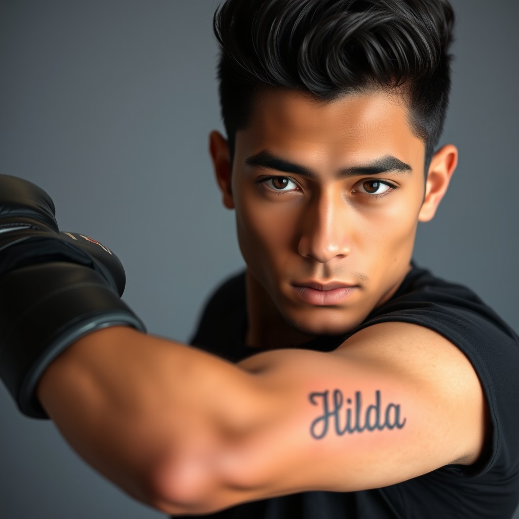 A 20-year-old handsome young man with dark olive skin, featuring alluring dark, hooded eyes