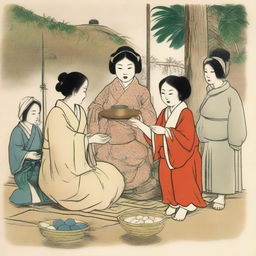 Historical depiction of the first time mochi was introduced in Indonesia, with focus on positive cultural exchange