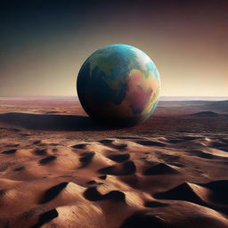 A digital art piece showcasing a barren, formless earth