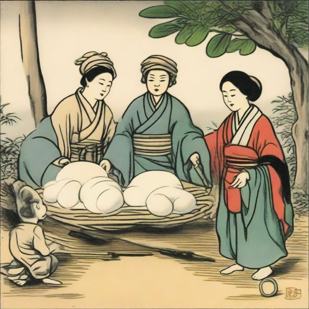 Historical depiction of the first time mochi was introduced in Indonesia, with focus on positive cultural exchange