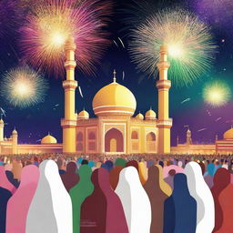 A vibrant digital art reflecting the joyous occasion of Eid