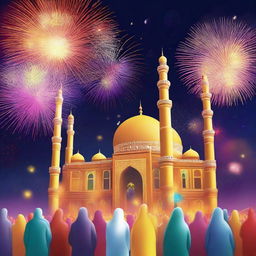 A vibrant digital art reflecting the joyous occasion of Eid