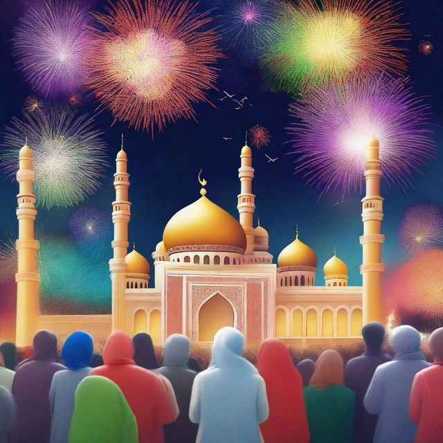 A vibrant digital art reflecting the joyous occasion of Eid