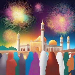 A vibrant digital art reflecting the joyous occasion of Eid