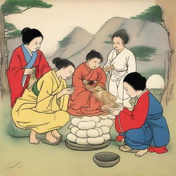 Historical depiction of the first time mochi was introduced in Indonesia, with focus on positive cultural exchange