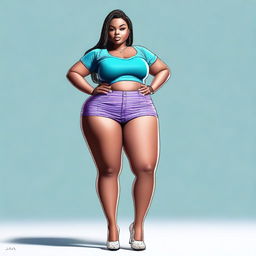 A high-quality digital art image showcasing a girl with big thighs and a large butt