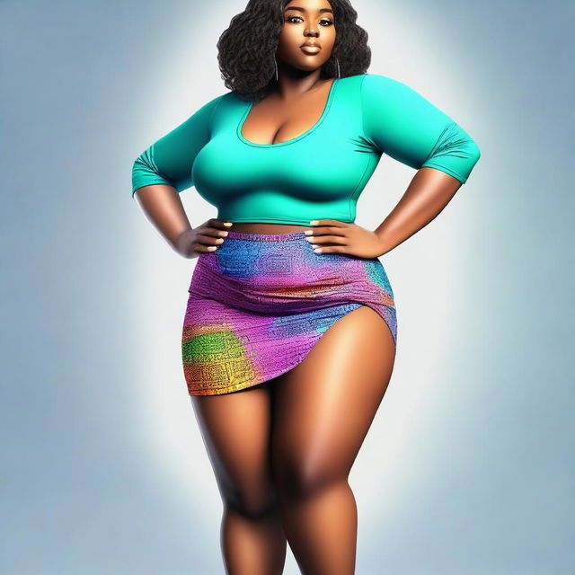 A high-quality digital art image showcasing a girl with big thighs and a large butt