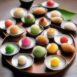 Variety of Indonesian mochi dishes served in an appealing array