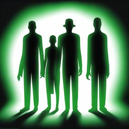 A high-quality digital art image showcasing three shadowy figures