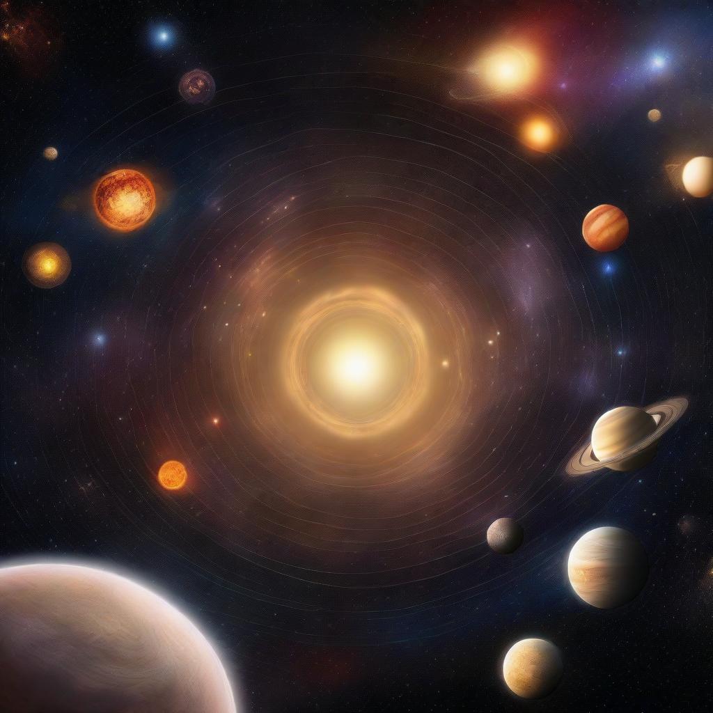 An exquisite digital art representation of the universe and solar systems