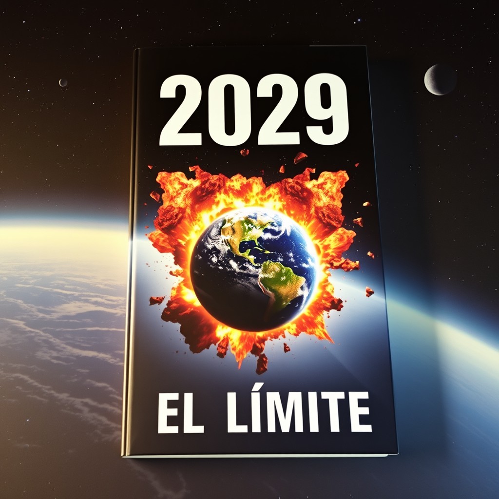 A dramatic book cover set in outer space, featuring an exploding Earth in the center
