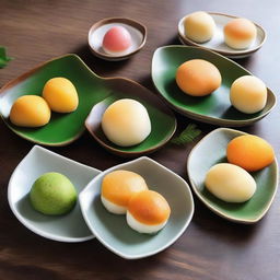 Variety of Indonesian mochi dishes served in an appealing array