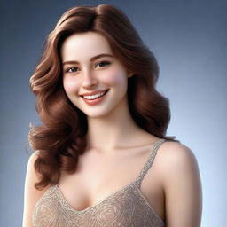 A high-quality digital art image of a realistic looking girl with brown hair