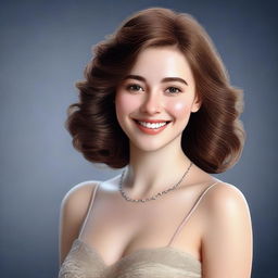 A high-quality digital art image of a realistic looking girl with brown hair