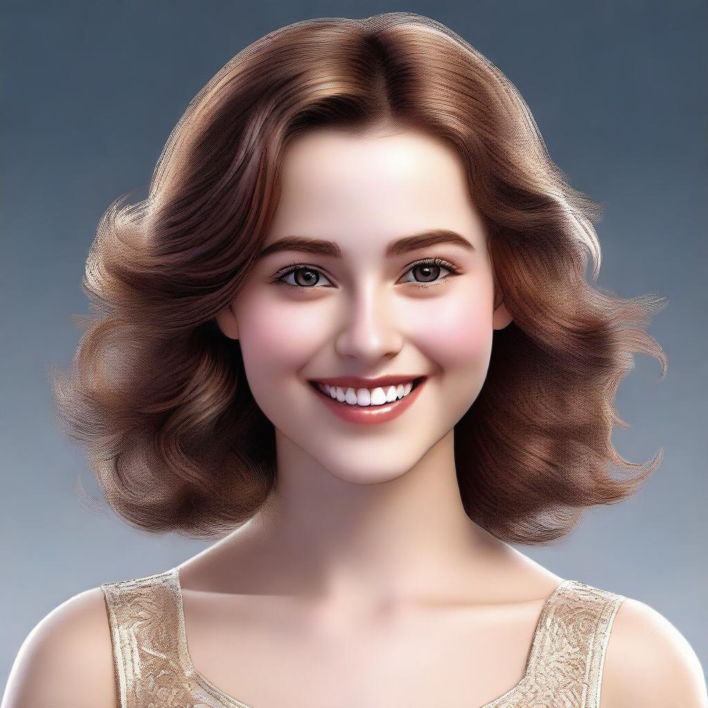 A high-quality digital art image of a realistic looking girl with brown hair