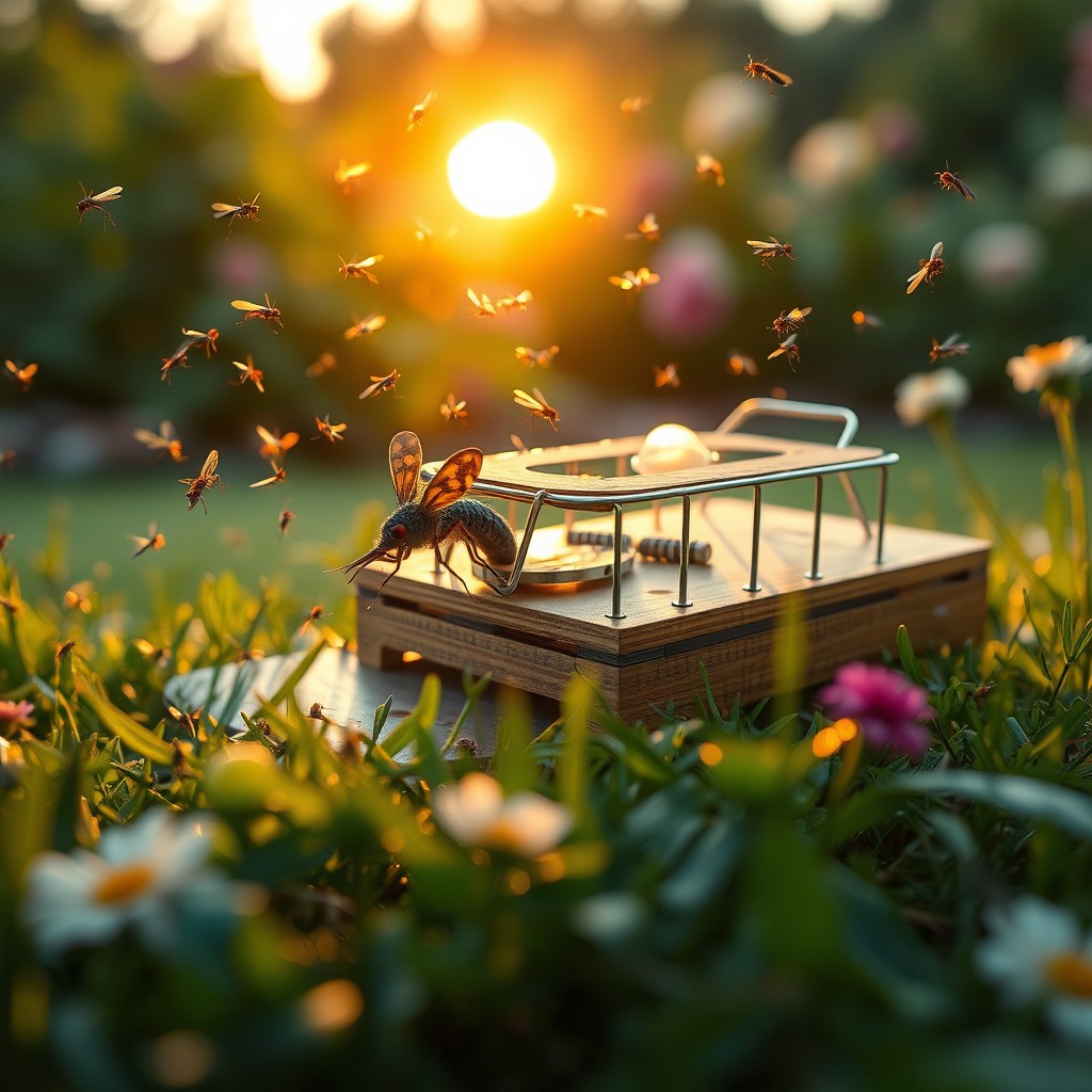 A close-up scene of a creative mousetrap designed specifically to catch mosquitoes