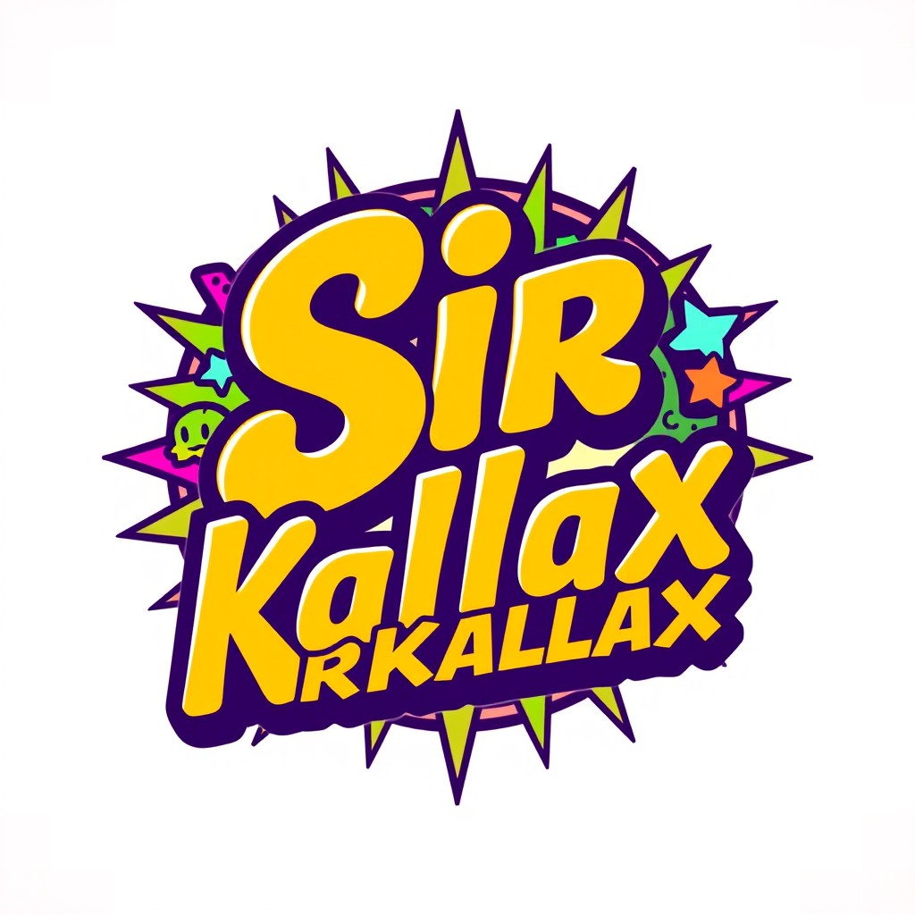 A 90's retro logo for the gamertag 'SirKallax', featuring bold, colorful graphics typical of the era
