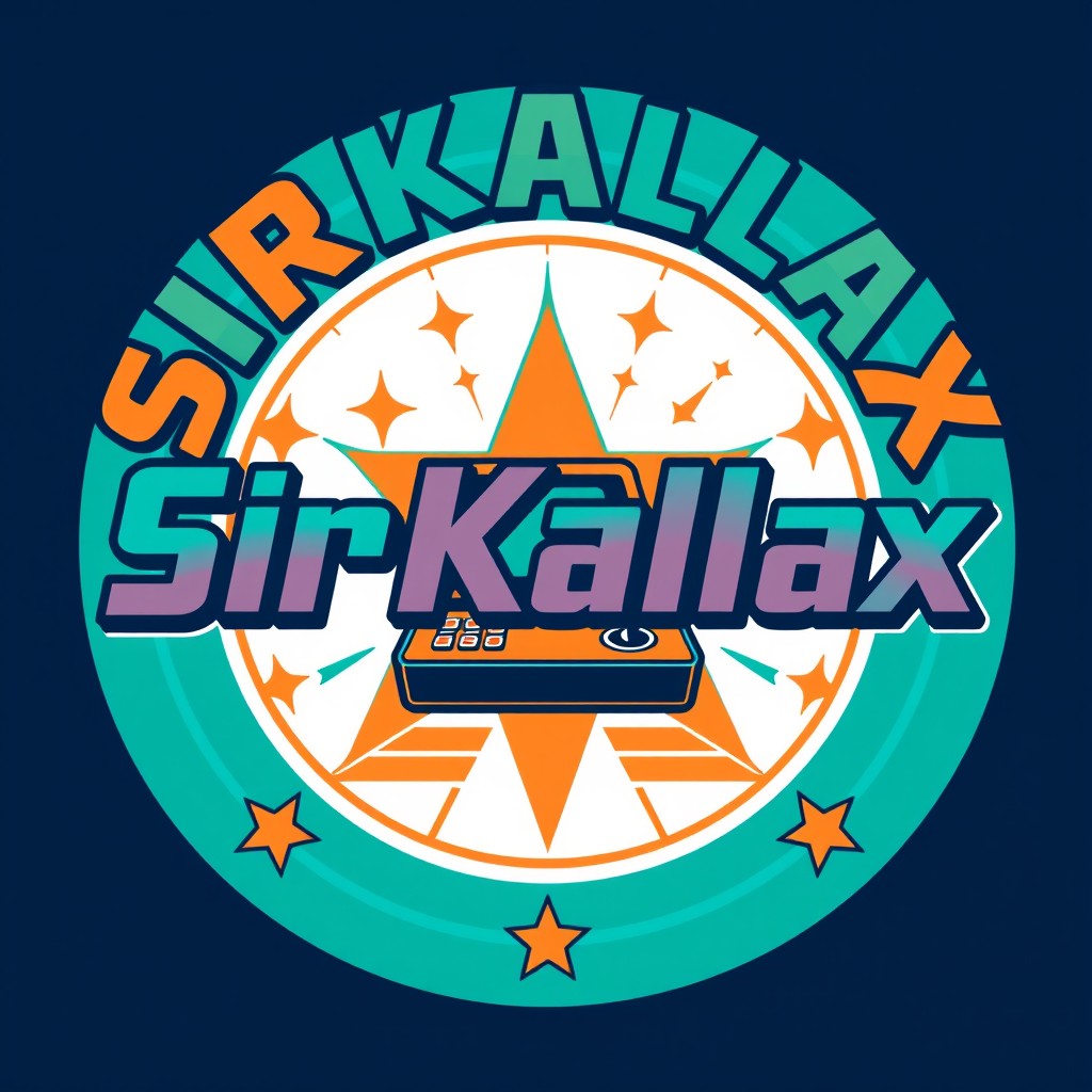 A retro logo for 'SirKallax', featuring a bold, vintage-style font that captures the essence of classic gaming