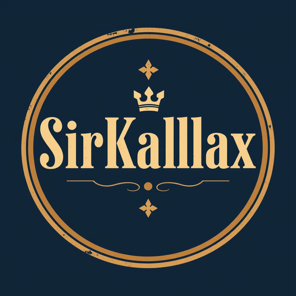 A vintage retro logo for 'SirKallax', featuring a distinct and stylish serif typeface that embodies a classic charm