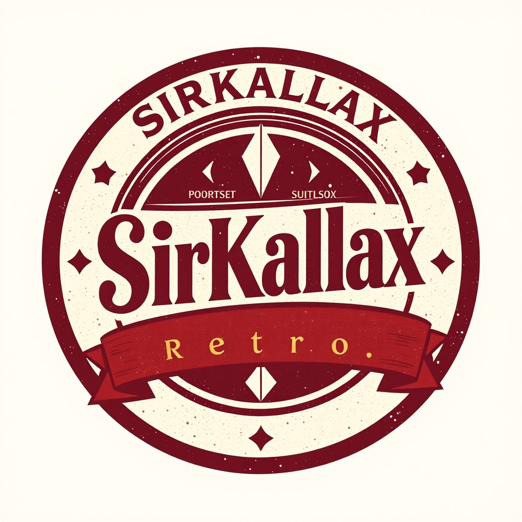 A vintage retro logo for 'SirKallax', showcasing a bold, stylish serif font that exudes a classic charm