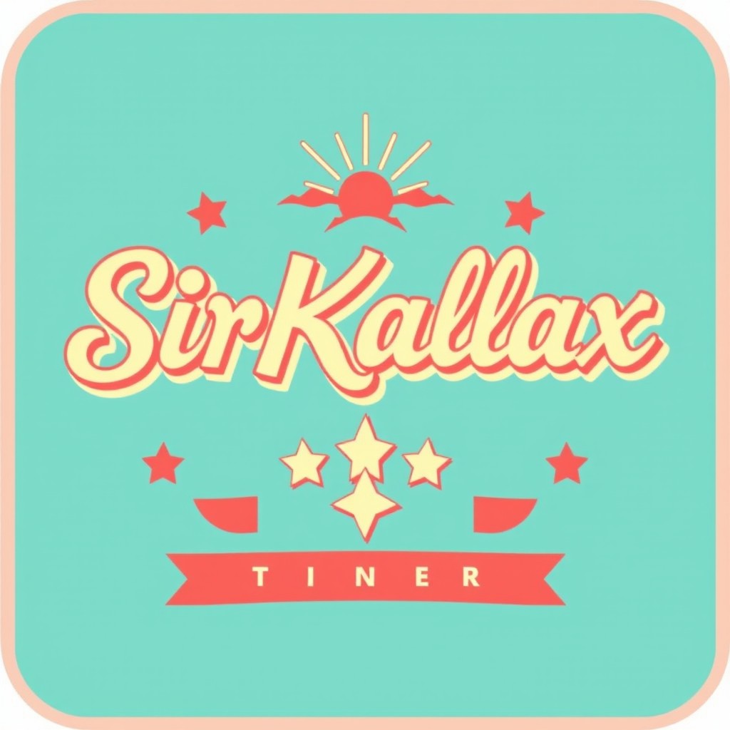 A retro logo for 'SirKallax', featuring a stylish and whimsical script font that conveys a playful vibe
